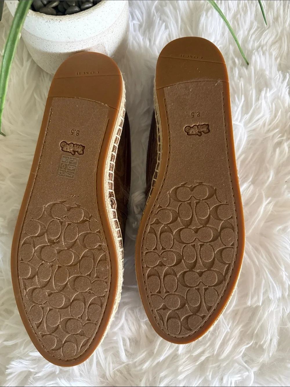 Coach Brown Signature Canvas Espadrille Flats